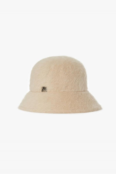 Wool Cloche Hat With Fur Effect Hat Beige-Cinzia Rocca-Tocca Finita
