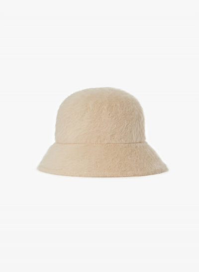 Wool Cloche Hat With Fur Effect Hat Beige-Cinzia Rocca-Tocca Finita
