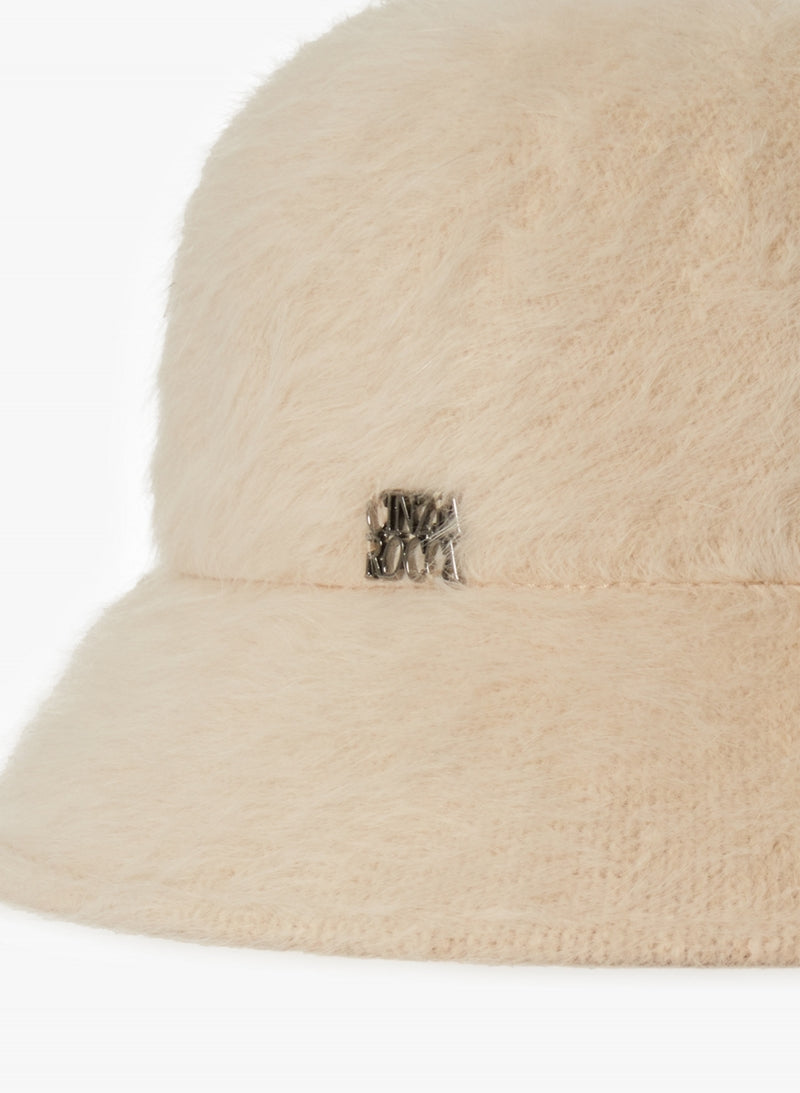 Wool Cloche Hat With Fur Effect Hat Beige-Cinzia Rocca-Tocca Finita