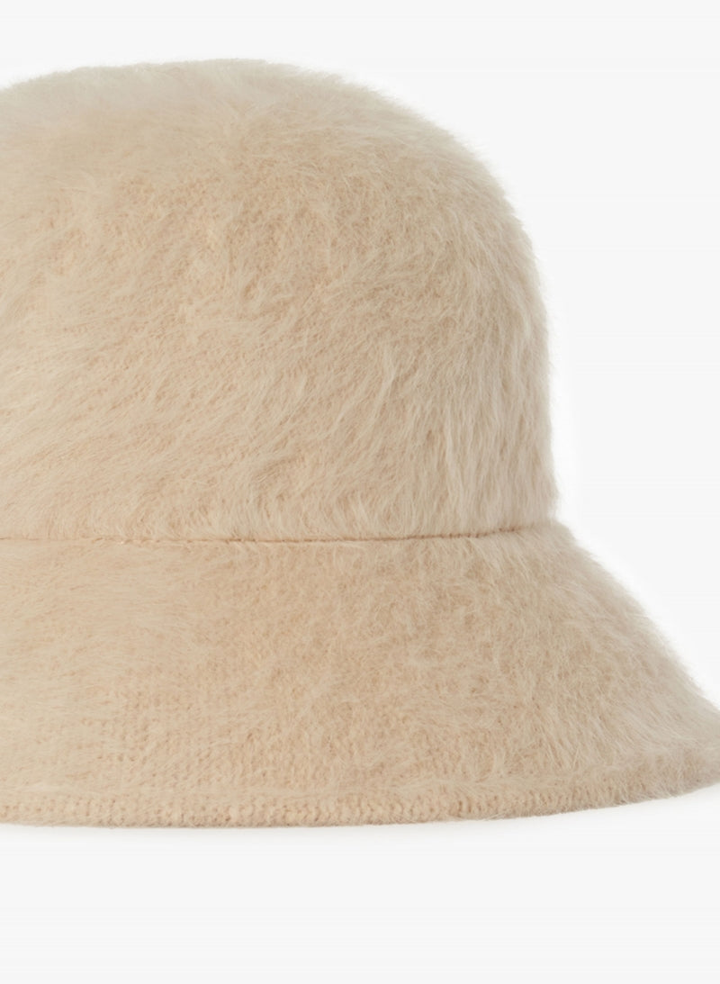 Wool Cloche Hat With Fur Effect Hat Beige-Cinzia Rocca-Tocca Finita