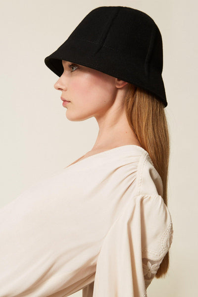 Wool Cloth Hat Black-TWINSET-Tocca Finita
