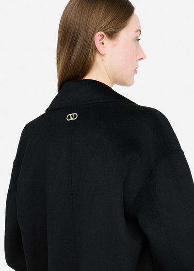 Wool Coat With Bejewelled Embroidery Black-Liu Jo-Tocca Finita