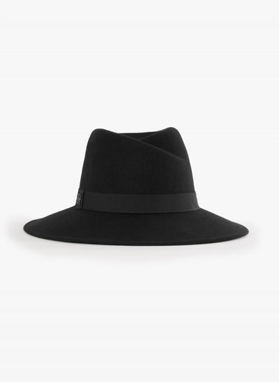 Wool Felt Asymmetric Fedora Hat Black BXHA000-65U1-01-Cinzia Rocca-Tocca Finita