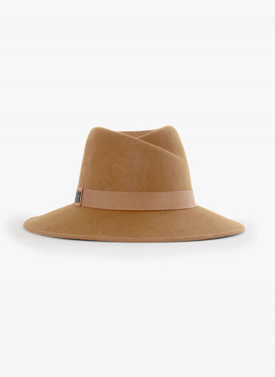 Wool Felt Asymmetric Fedora Hat Camel-Cinzia Rocca-Tocca Finita