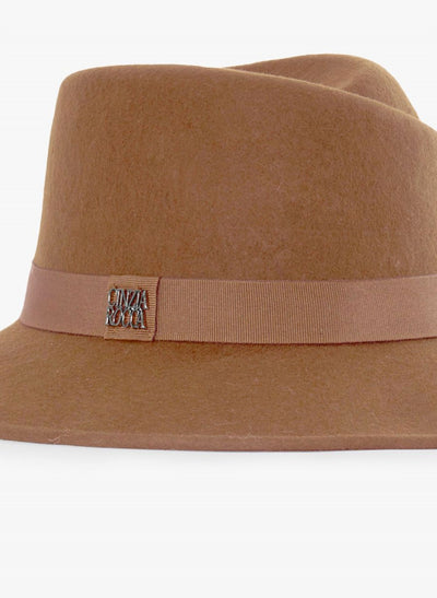 Wool Felt Asymmetric Fedora Hat Camel-Cinzia Rocca-Tocca Finita