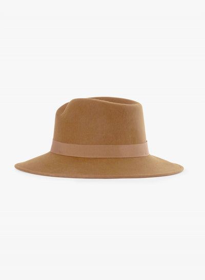 Wool Felt Asymmetric Fedora Hat Camel-Cinzia Rocca-Tocca Finita