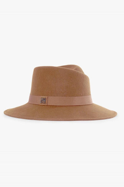 Wool Felt Asymmetric Fedora Hat Camel-Cinzia Rocca-Tocca Finita