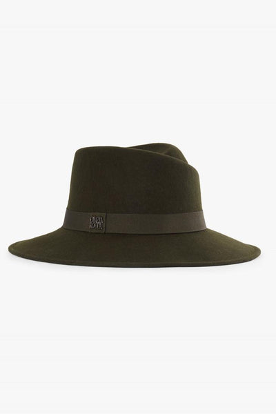 Wool Felt Asymmetric Fedora Hat Green-Cinzia Rocca-Tocca Finita