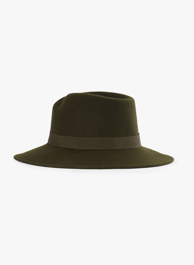 Wool Felt Asymmetric Fedora Hat Green-Cinzia Rocca-Tocca Finita