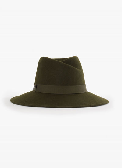 Wool Felt Asymmetric Fedora Hat Green-Cinzia Rocca-Tocca Finita