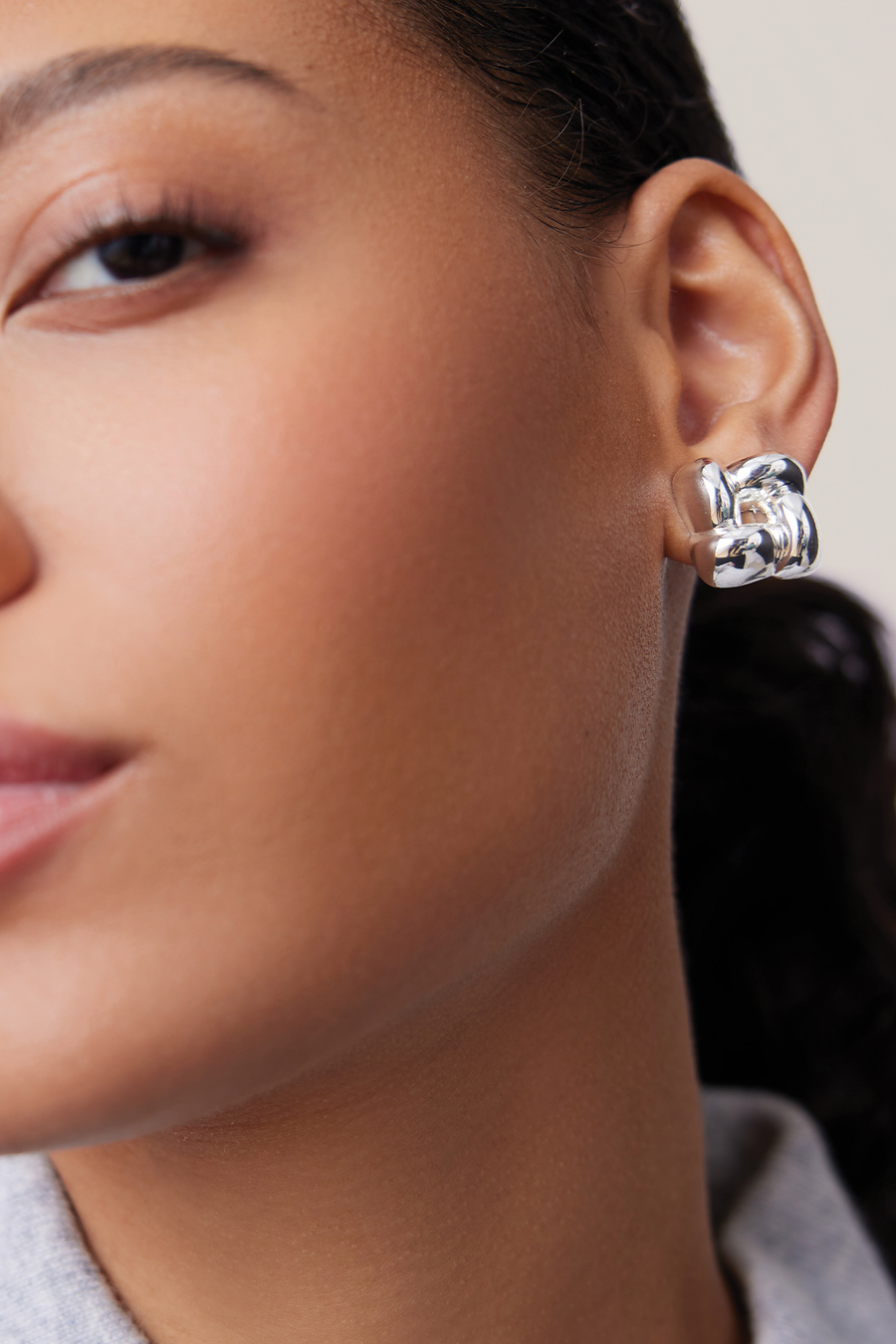 Woven Square Earrings Silver-Jenny Bird-Tocca Finita