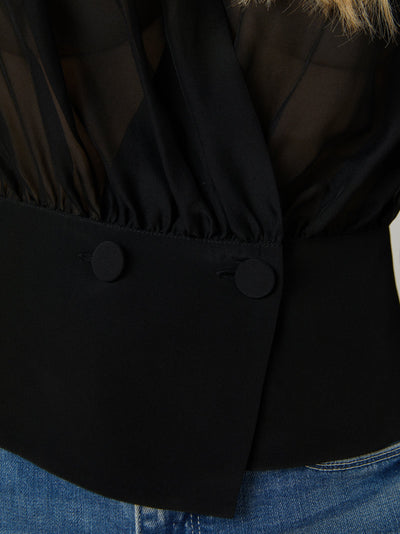 Yan Front Wrap Black Blouse-L'Agence-Tocca Finita