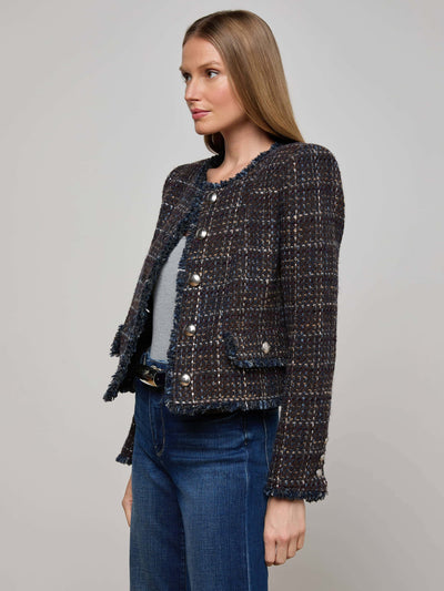 Zaya Tweed Jacket Midnight Brown Multi Tweed-L'Agence-Tocca Finita