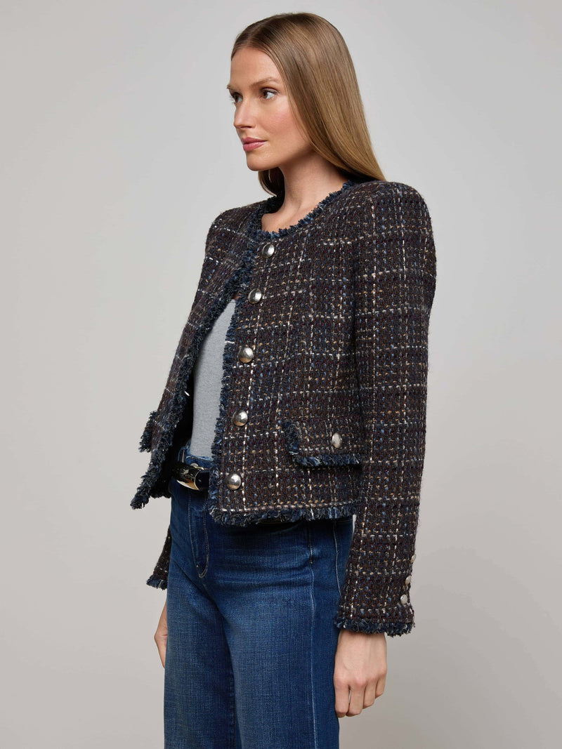 Zaya Tweed Jacket Midnight Brown Multi Tweed-L&