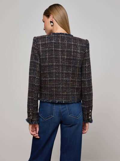 Zaya Tweed Jacket Midnight Brown Multi Tweed-L'Agence-Tocca Finita