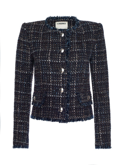 Zaya Tweed Jacket Midnight Brown Multi Tweed-L'Agence-Tocca Finita