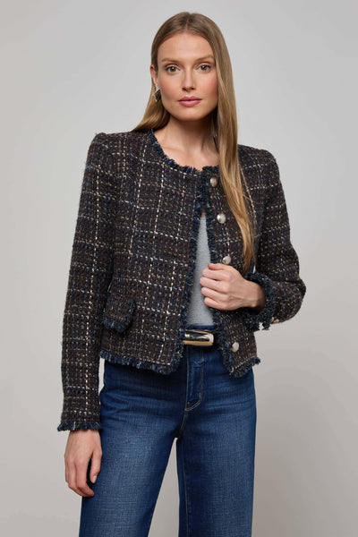 Zaya Tweed Jacket Midnight Brown Multi Tweed-L'Agence-Tocca Finita