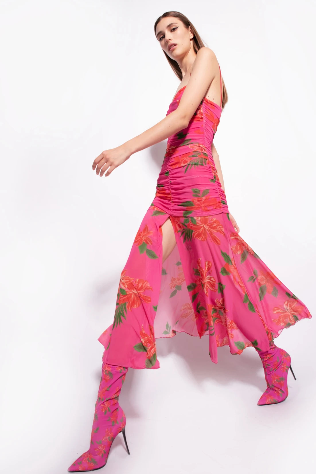 Abrozato slim-fit floral-print dress by Pinko
