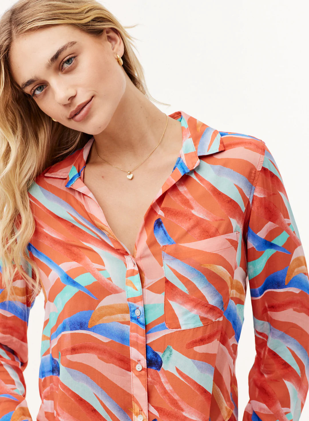 Catalina Button Down Shirt in Paradiso Print by Bella Dahl
