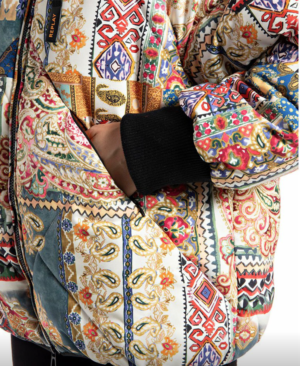 All Over Print Puffer Coat by Replay