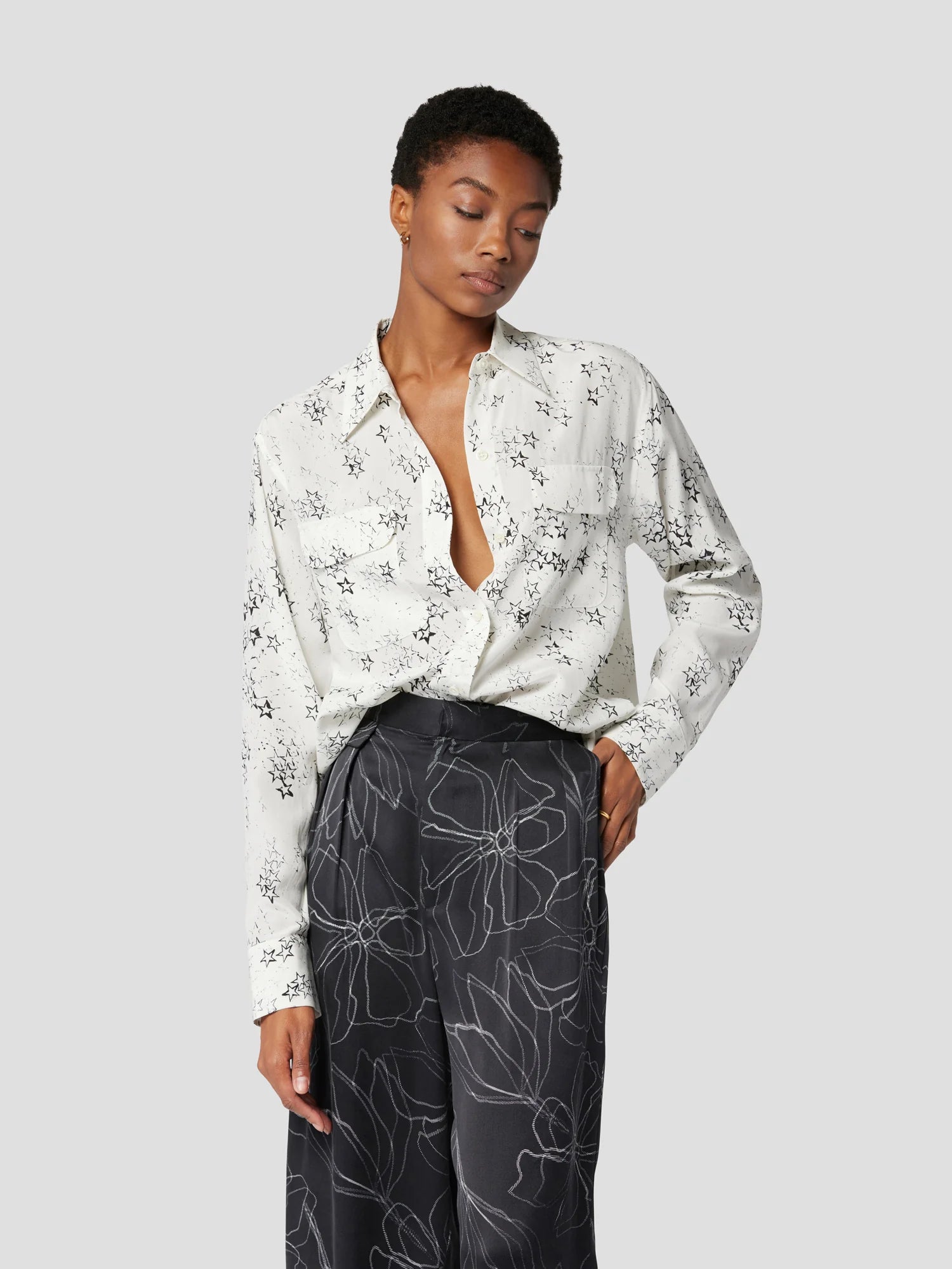 Signature Silk Shirt with Star Print by Equipment