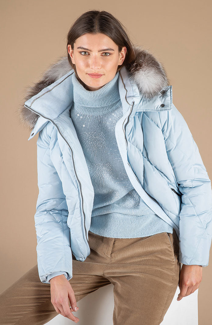 Sky Blue Winter Puffer Jacket by Tonet